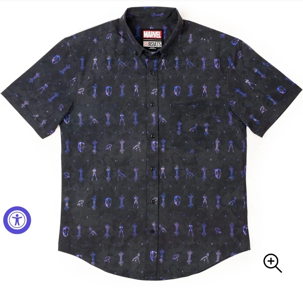 RSVLTS BLACK PANTHER "VIBRANIUM CHIEF" KUNUFLEX Short Sleeve Shirt, Size XL